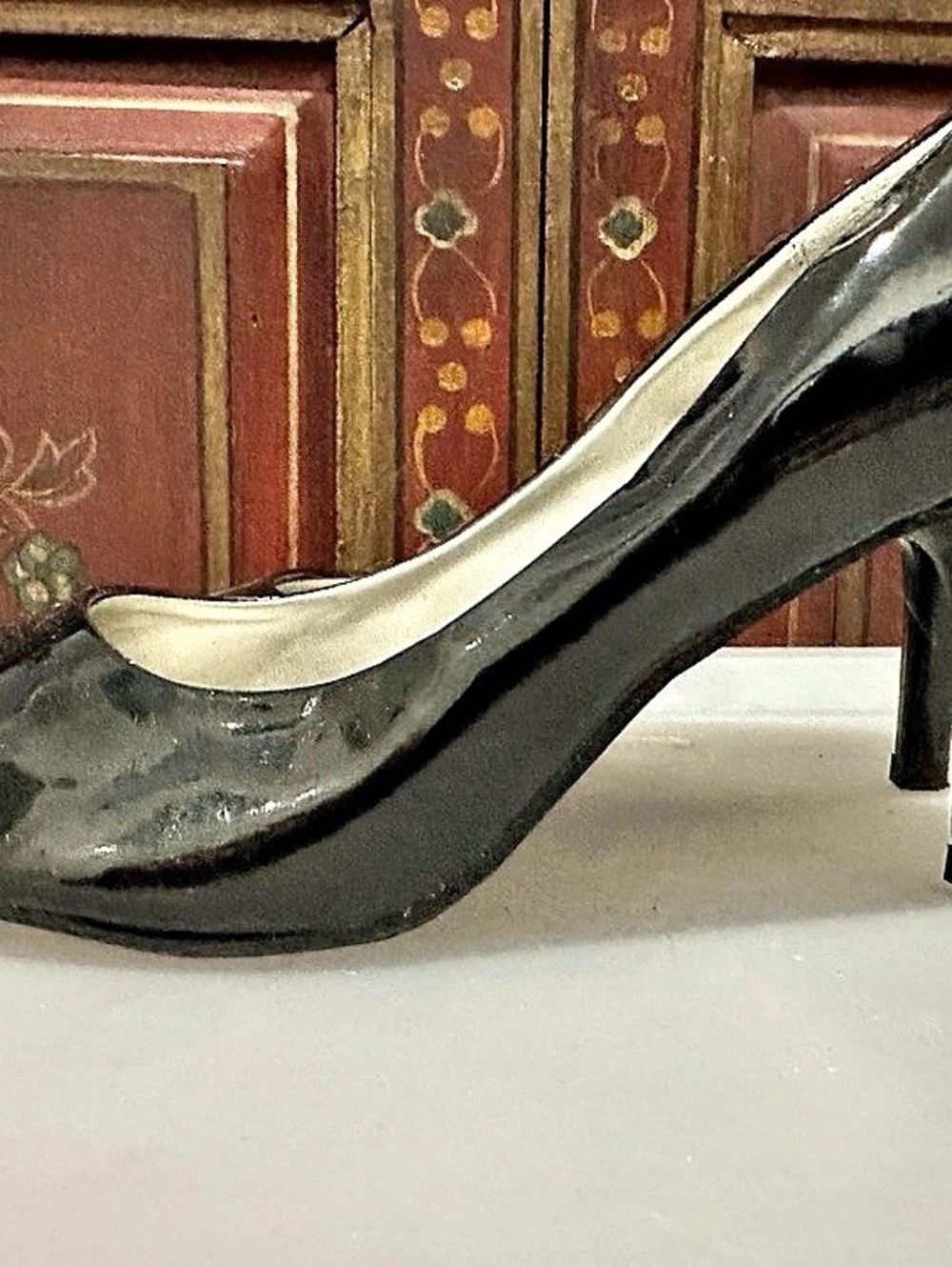 New Directions Black Patent Peep Toe Heels